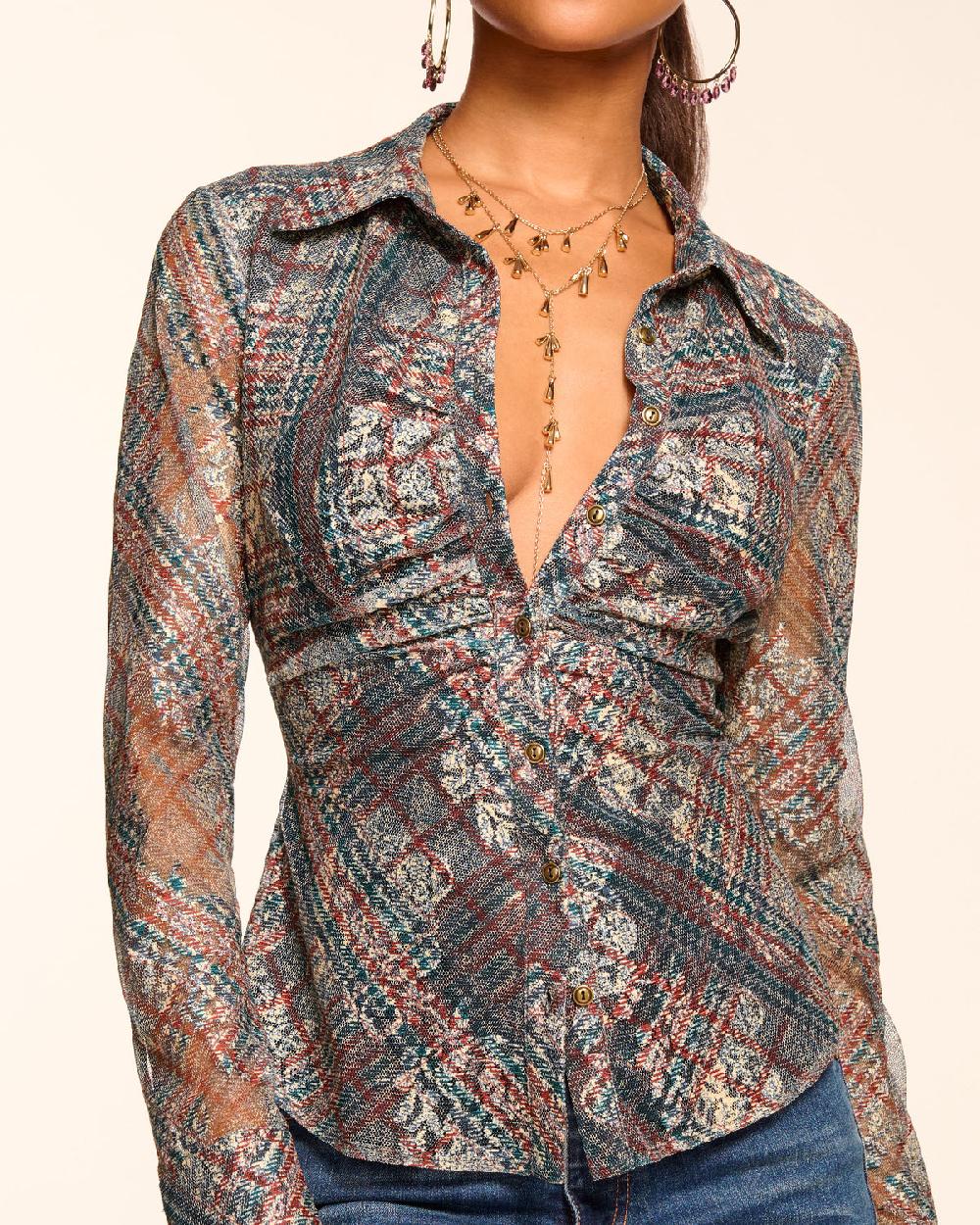 Ramy Brook Hamilton Mesh Long Sleeve Top