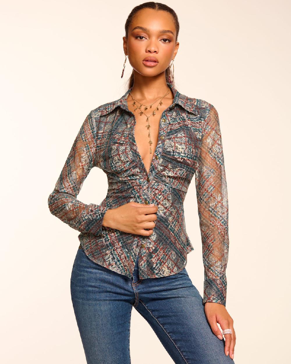 ramy brook Hamilton Mesh Long Sleeve Top