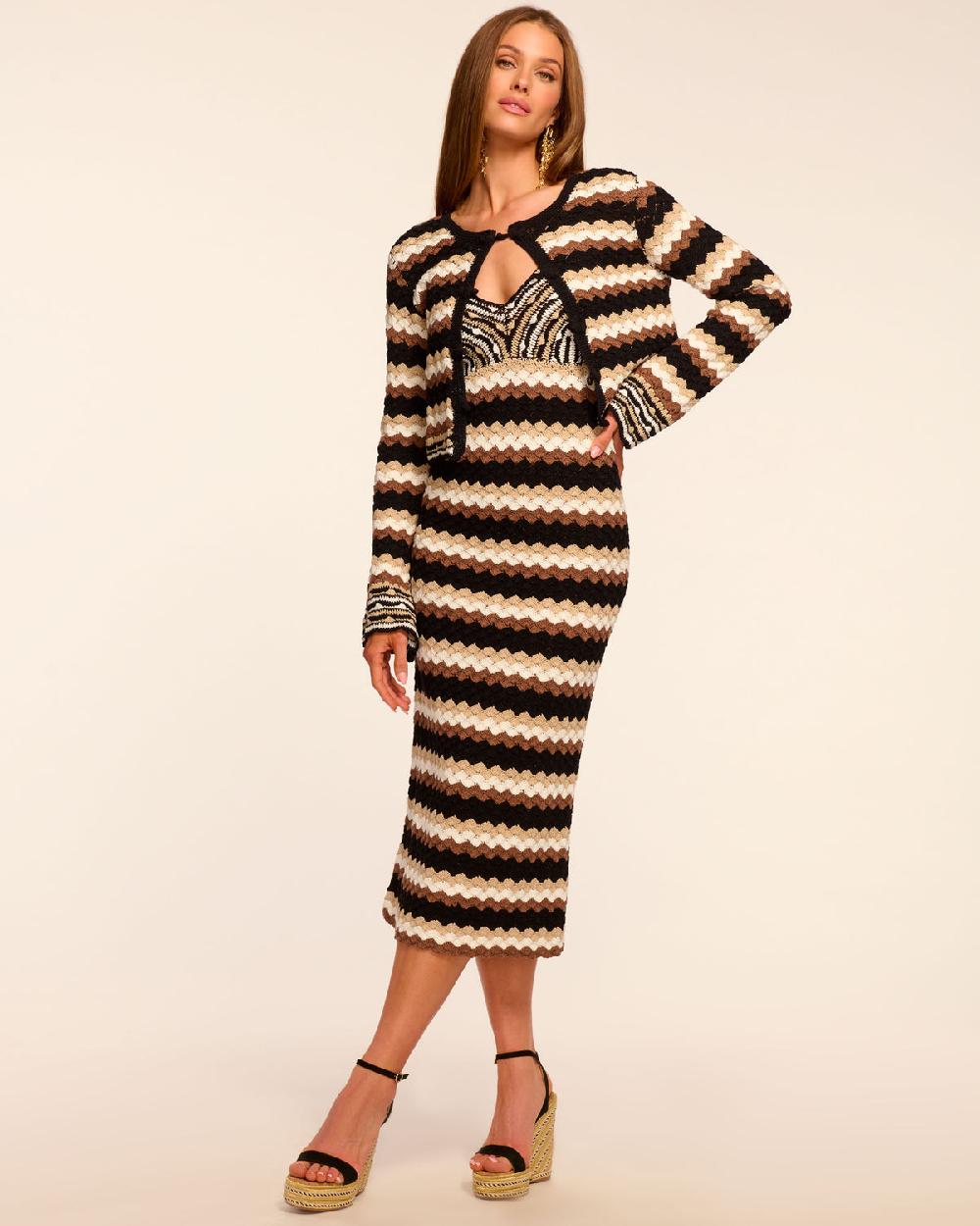 Ramy Brook Harlow Cotton Crochet V-Neck Midi Dress