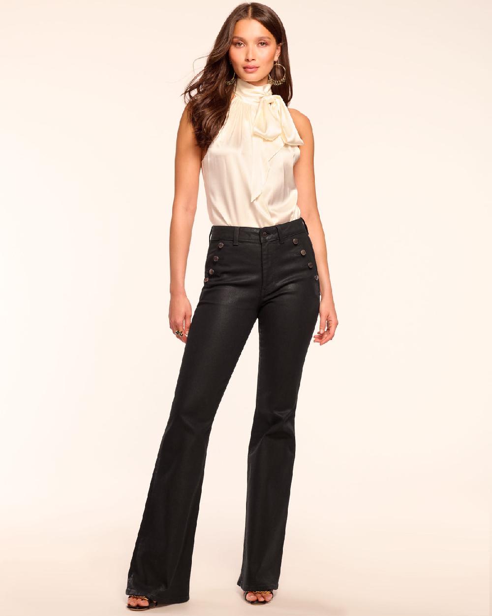 Ramy Brook Helena Coated High-Rise Flare Jean