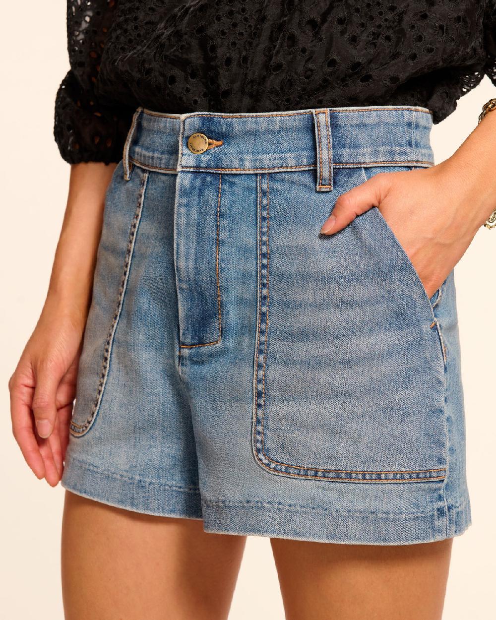 Ramy Brook Hilary High Waisted Denim Mini Short