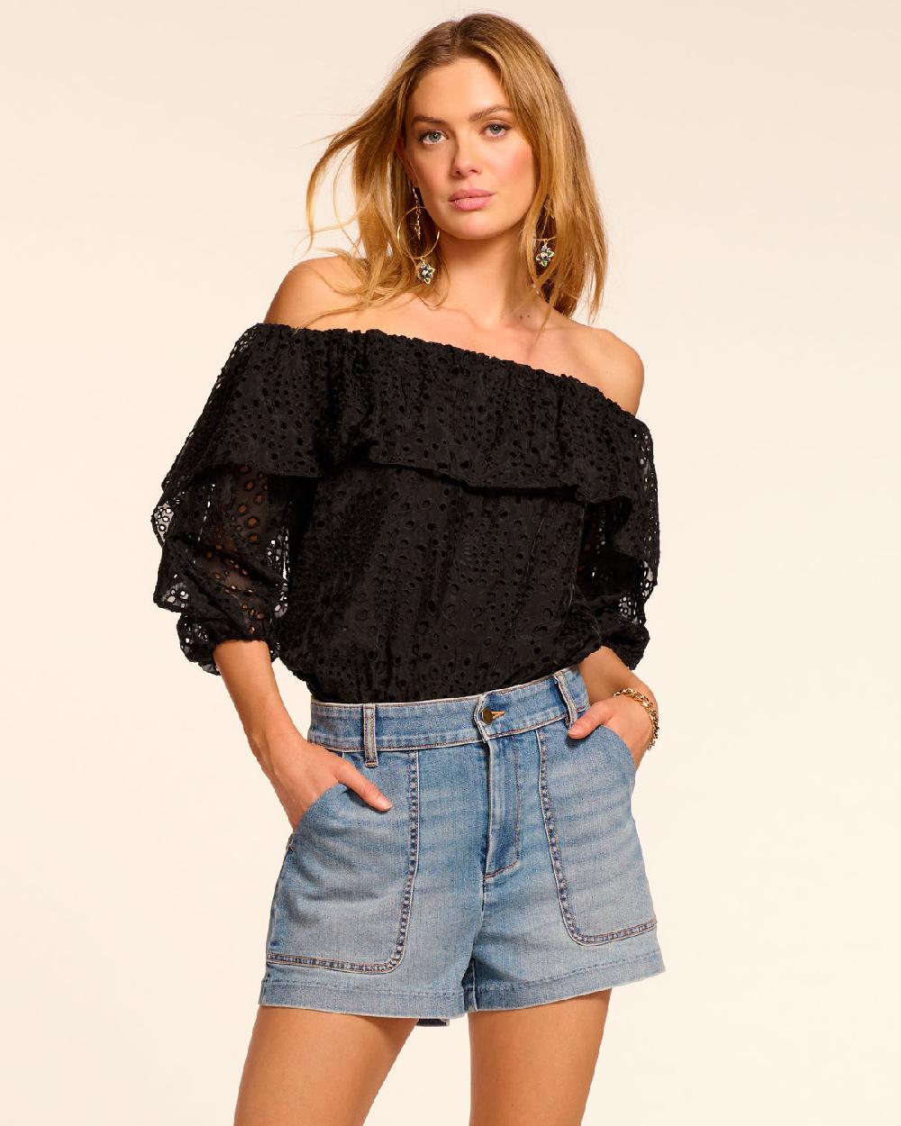 ramy brook Hilary High Waisted Denim Mini Short