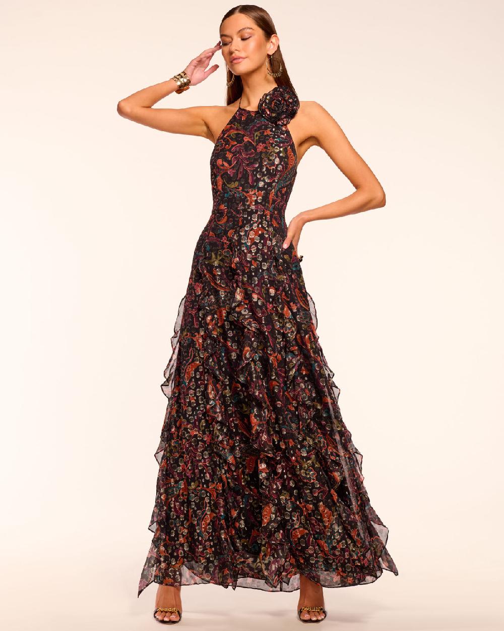 ramy brook Idella Ruffle Halter Gown