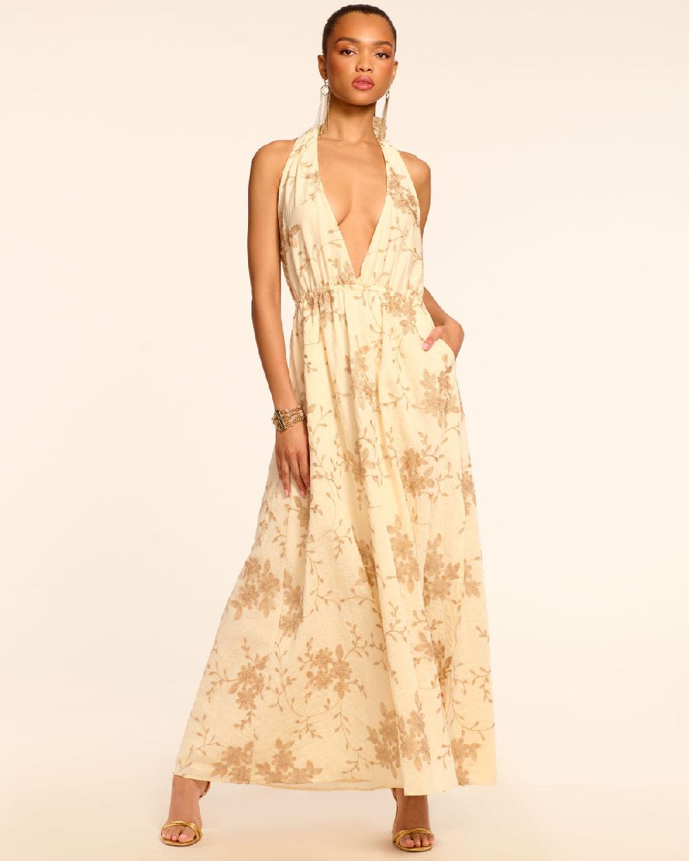 ramy brook Imelda Metallic Embroidered Maxi Dress