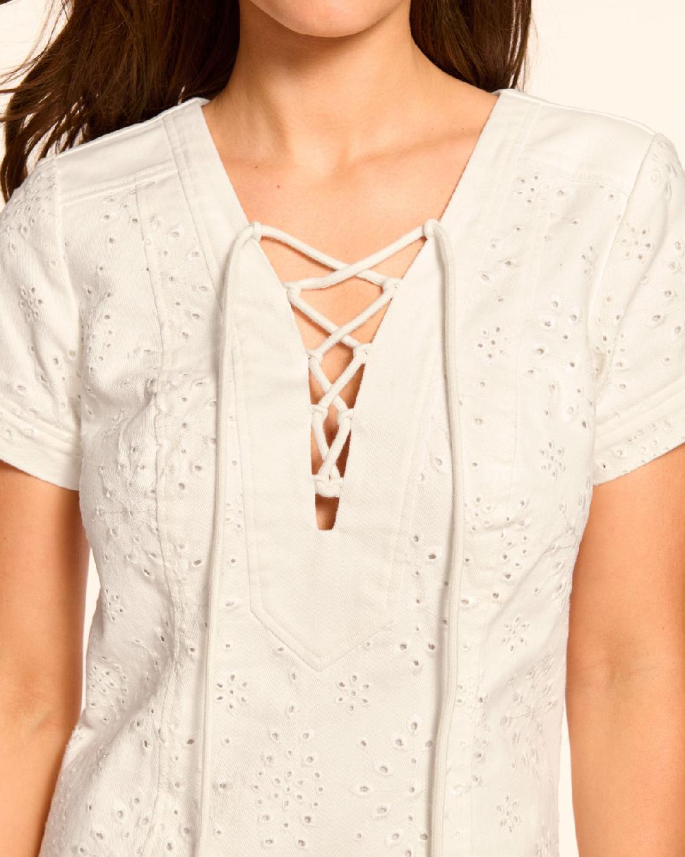 Ramy Brook Ines Eyelet Denim Mini Dress