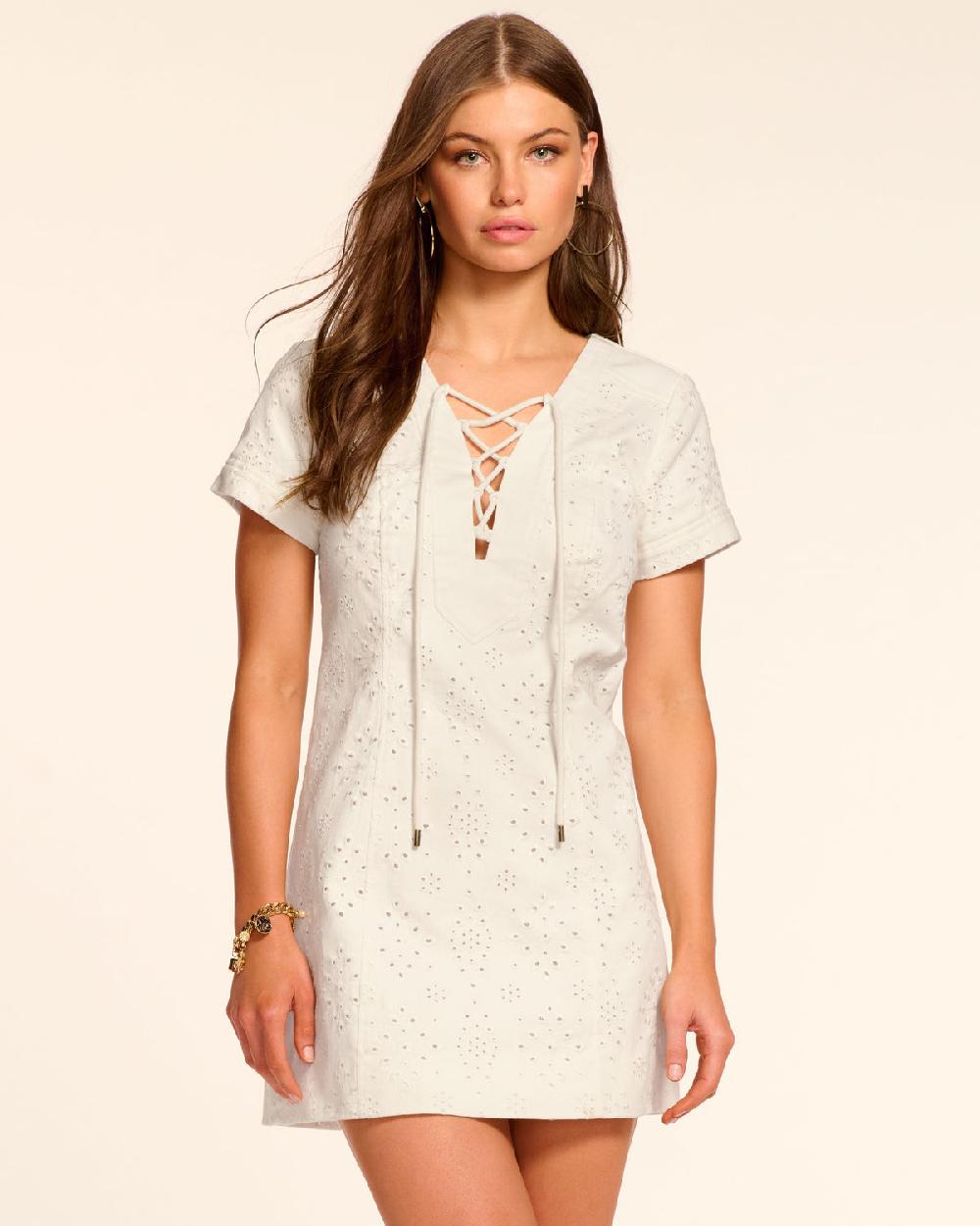 ramy brook Ines Eyelet Denim Mini Dress