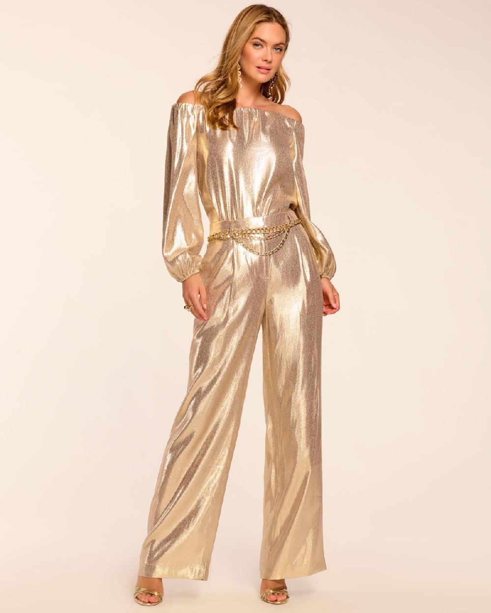 Ramy Brook Izzy Silk Lamé Wide Leg Pant