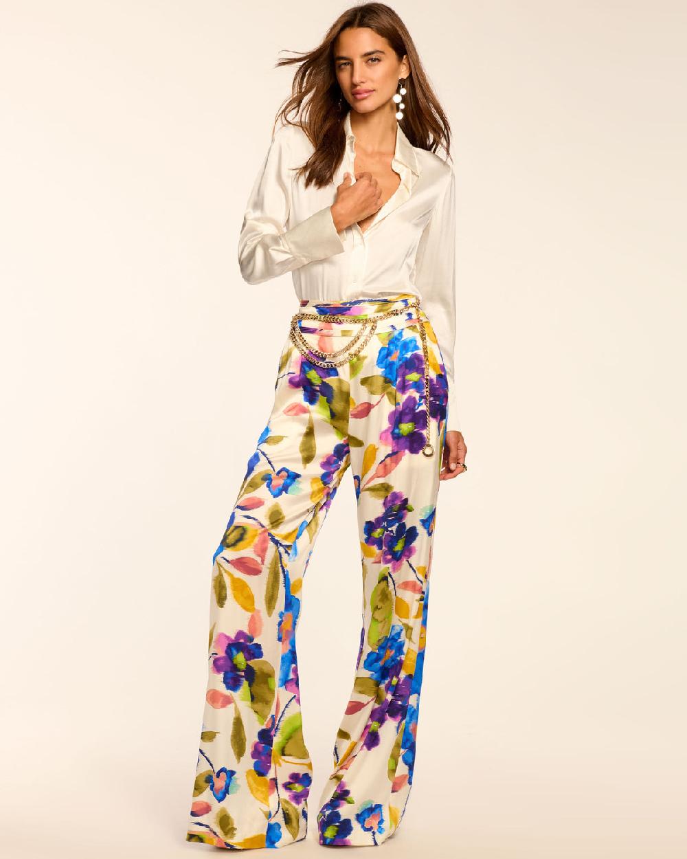 Ramy Brook Joss Printed Silk Wide Leg Pant