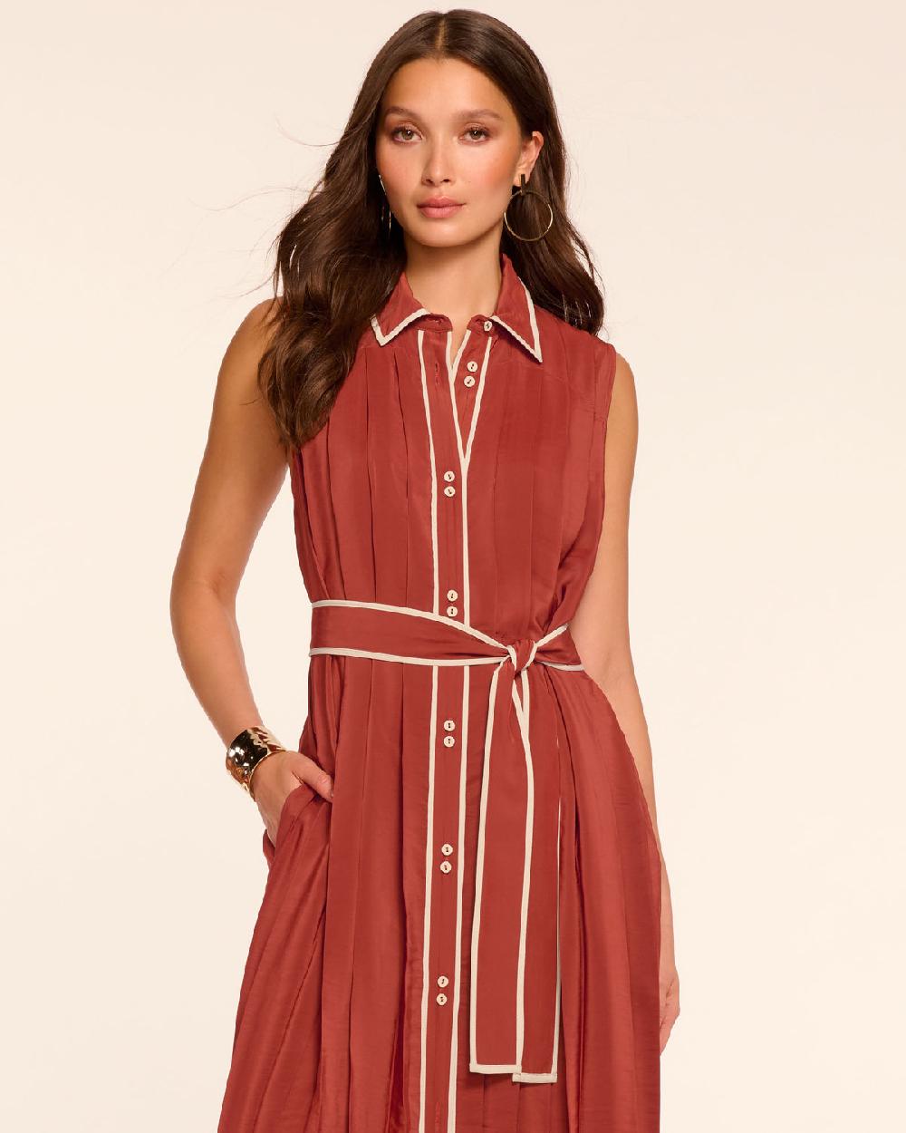 Ramy Brook Kenneth Button Down Pleated Midi Dress
