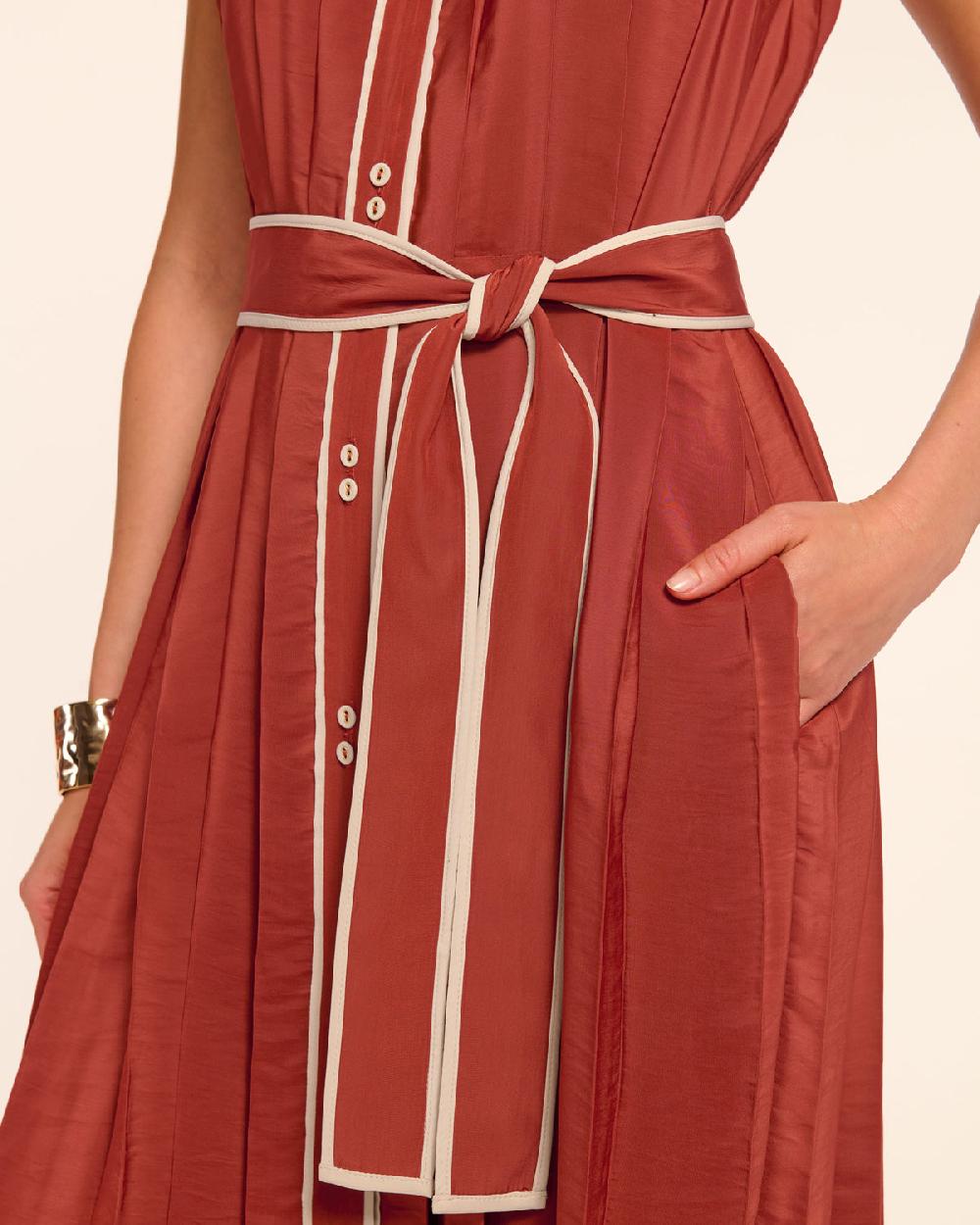 Ramy Brook Kenneth Button Down Pleated Midi Dress