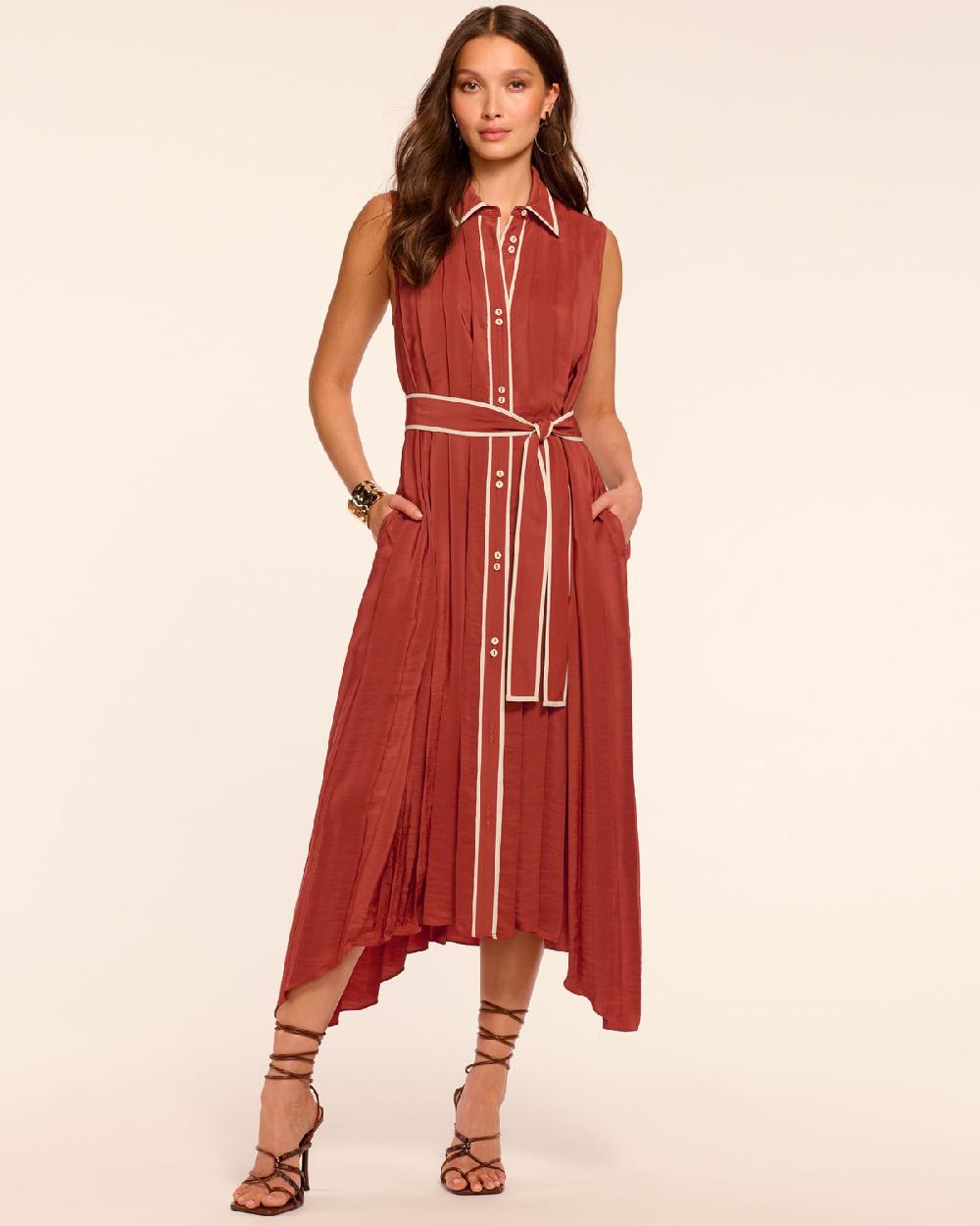 ramy brook Kenneth Button Down Pleated Midi Dress