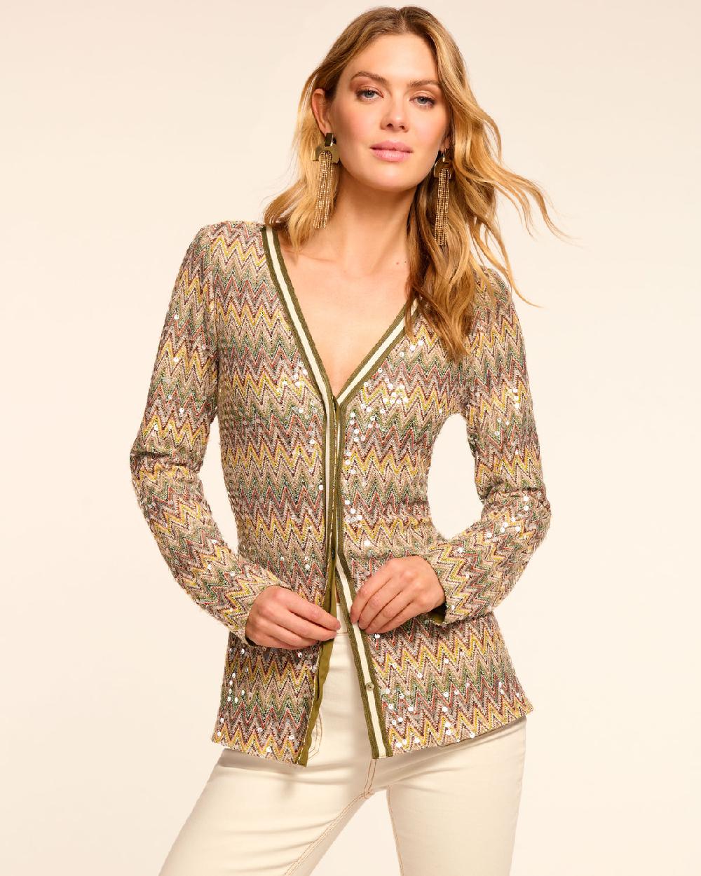 Ramy Brook Kiki Chevron Sequin Cardigan