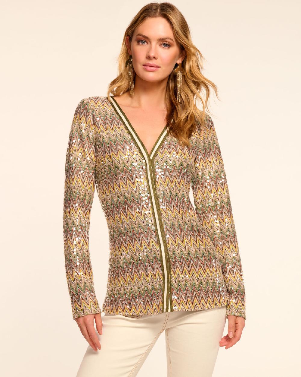 ramy brook Kiki Chevron Sequin Cardigan