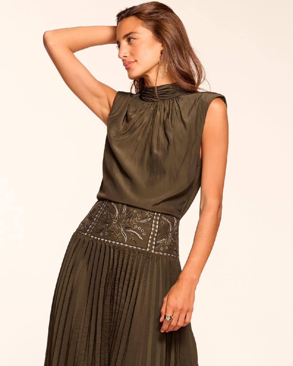 Ramy Brook Kimberly Embellished Pleated Midi Dress