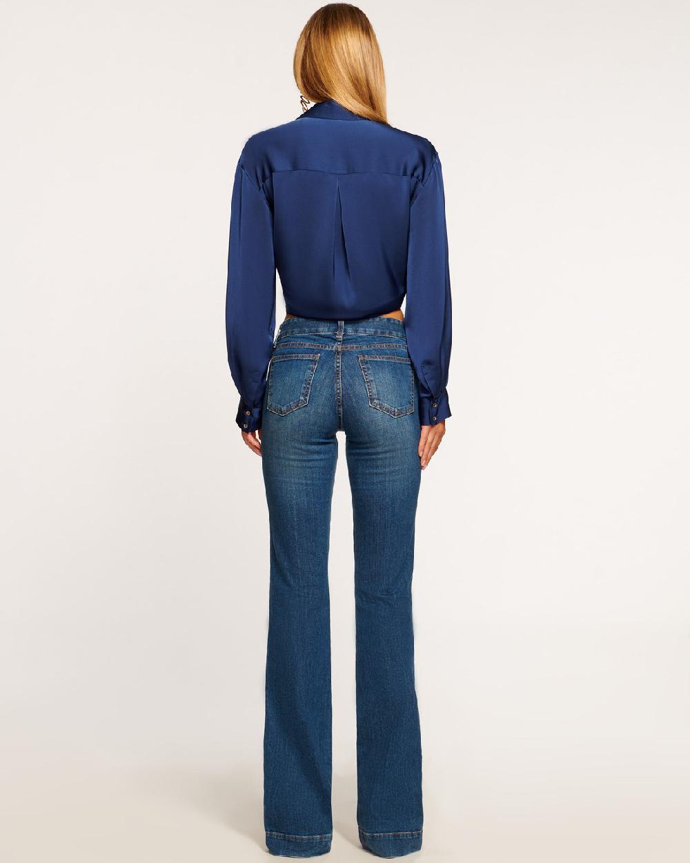 Ramy Brook Kyle 5-Pocket Low-Rise Flare Jean