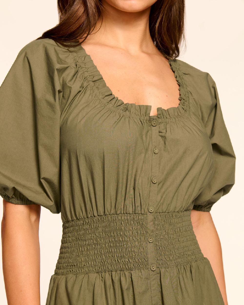 Ramy Brook Laura Cotton Poplin Smocked Maxi Dress