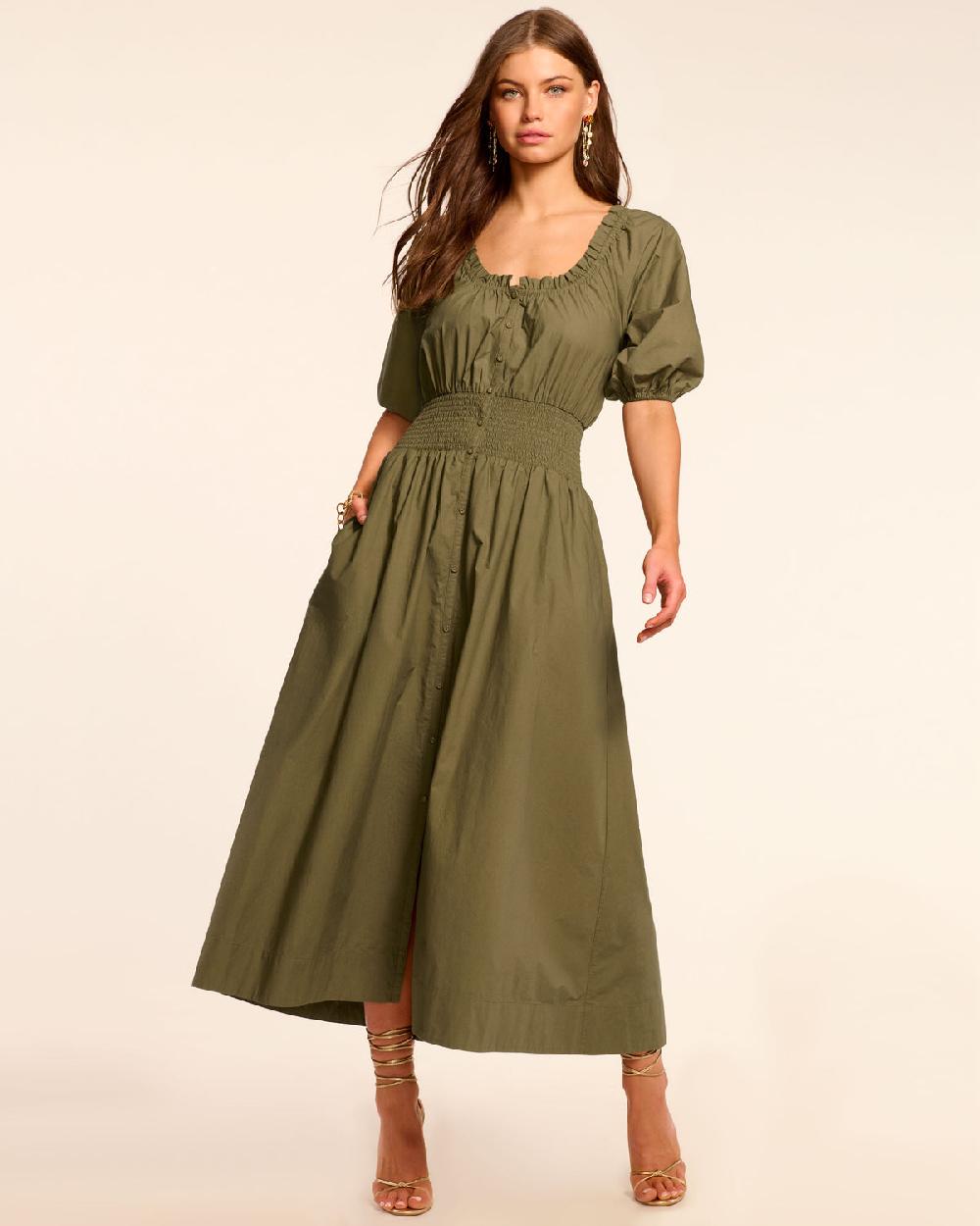 ramy brook Laura Cotton Poplin Smocked Maxi Dress