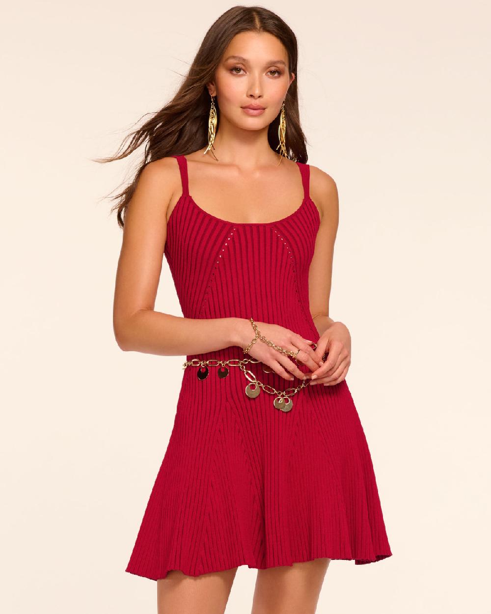 ramy brook Lidia Rib Knit A-Line Mini Dress