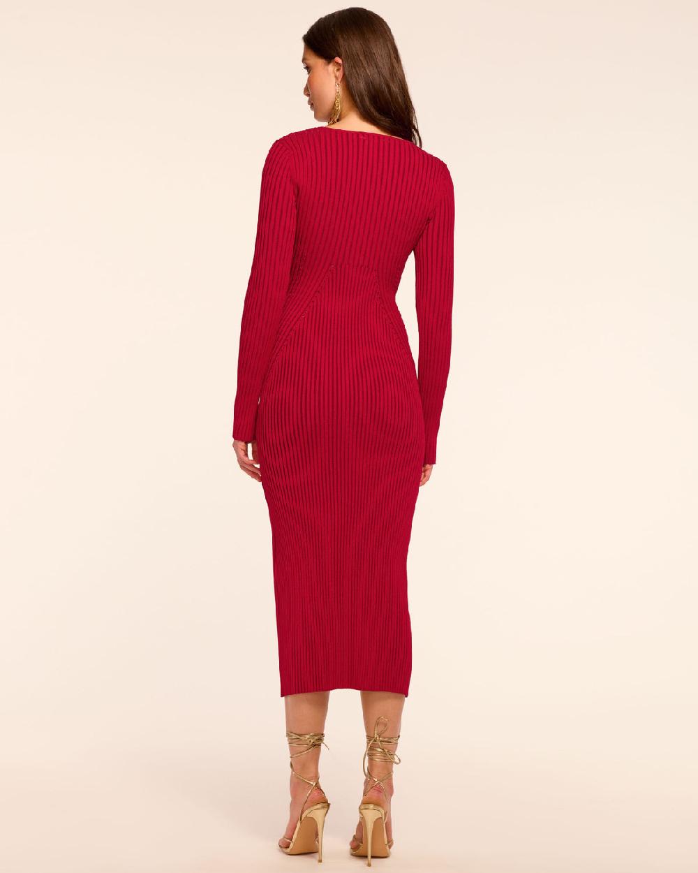 Ramy Brook Logan Rib Knit Long Sleeve Midi Dress
