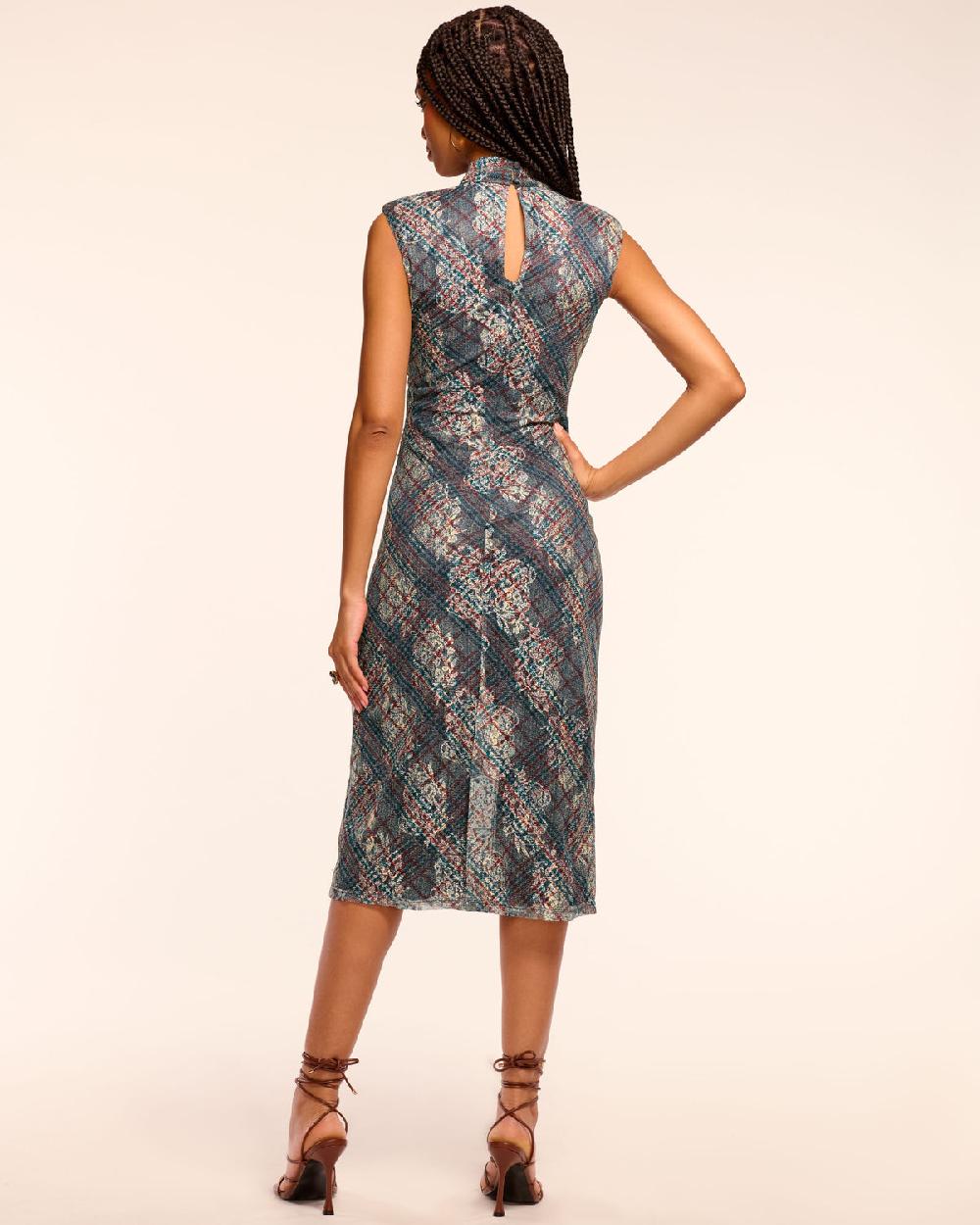 Ramy Brook Mandy Mock Neck Mesh Midi Dress