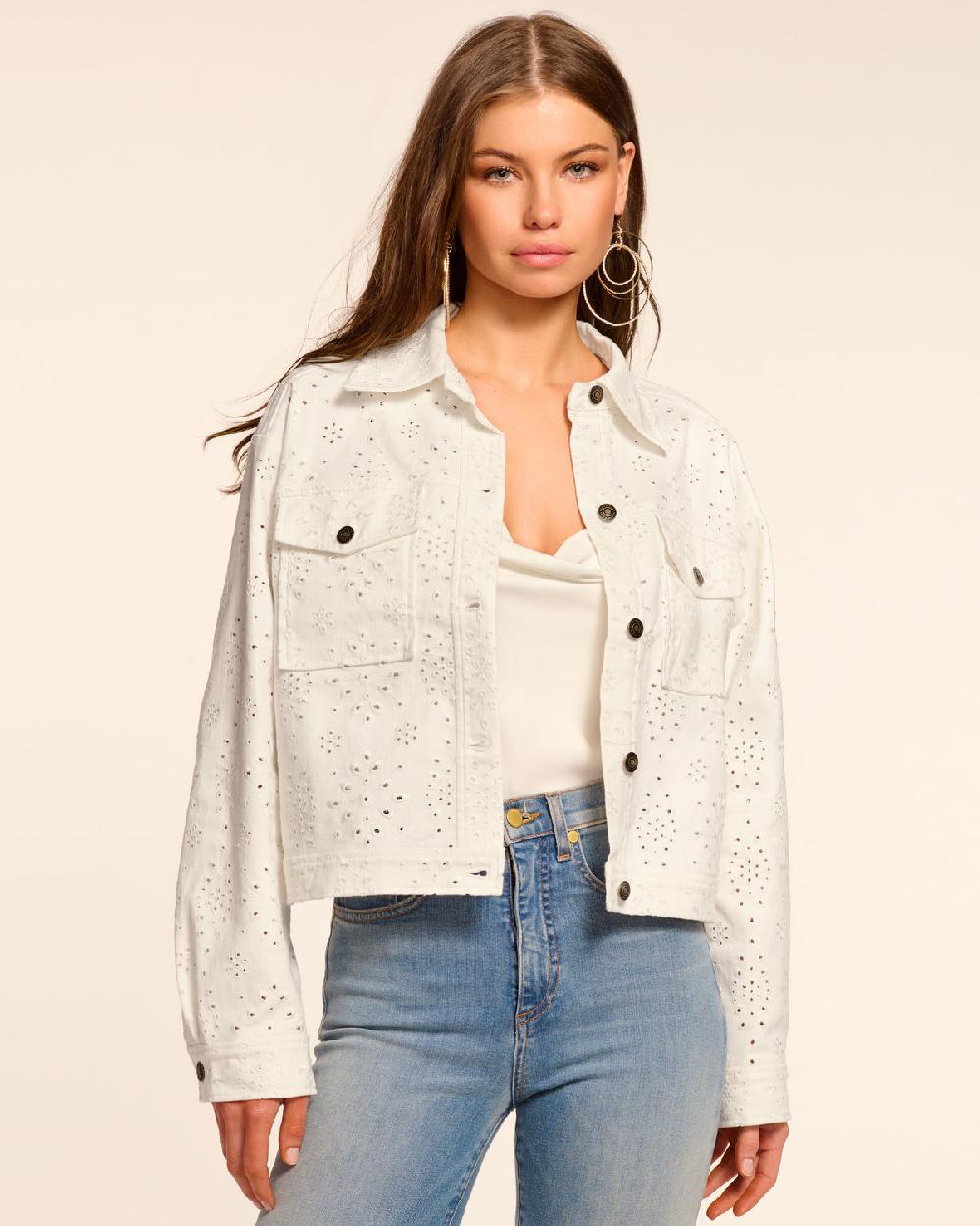 Ramy Brook Martha Eyelet Denim Jacket