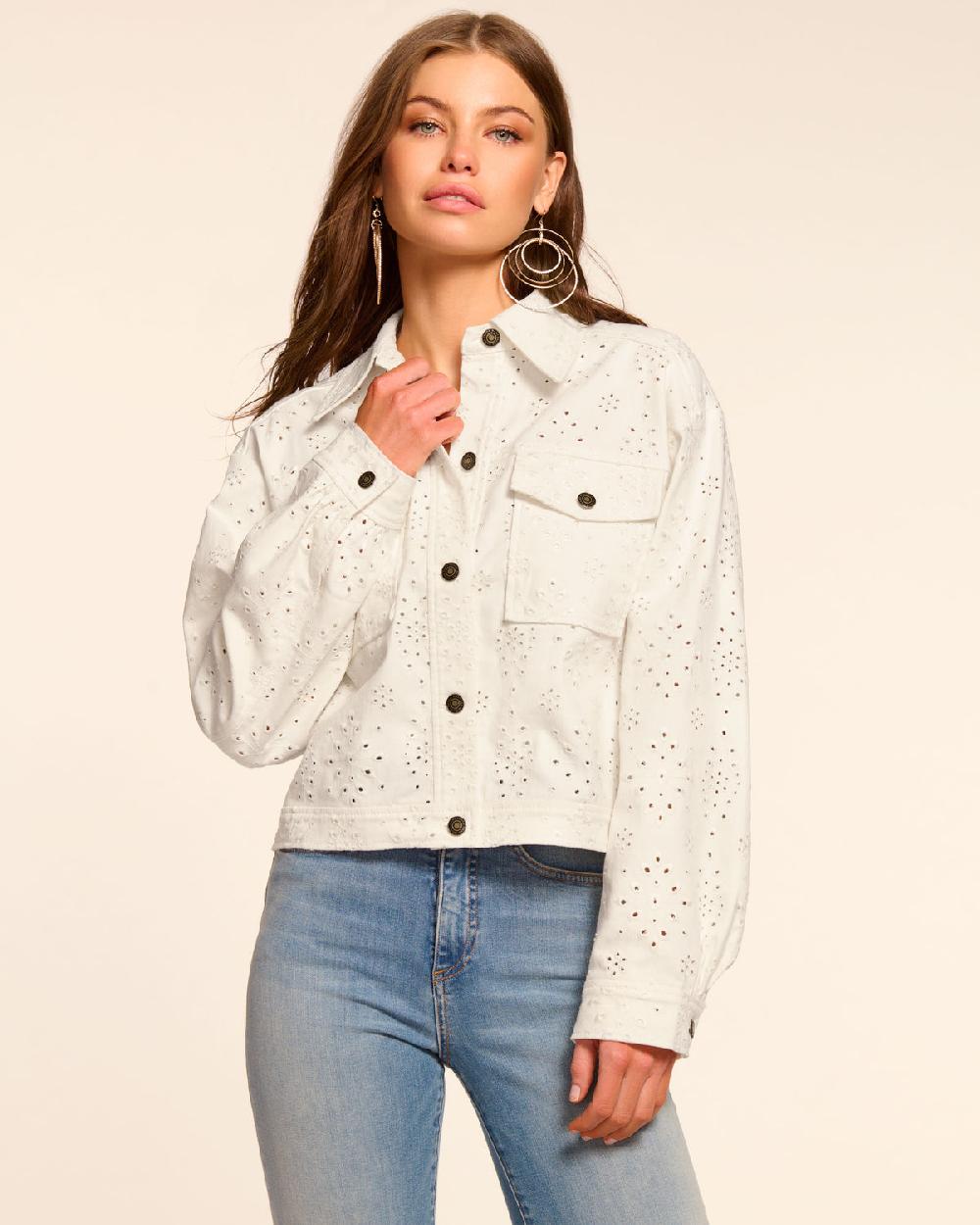 ramy brook Martha Eyelet Denim Jacket