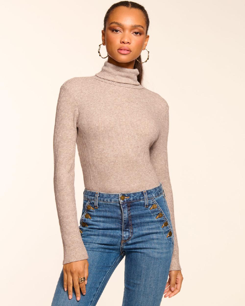 ramy brook Meeghan Ribbed Knit Turtleneck Top