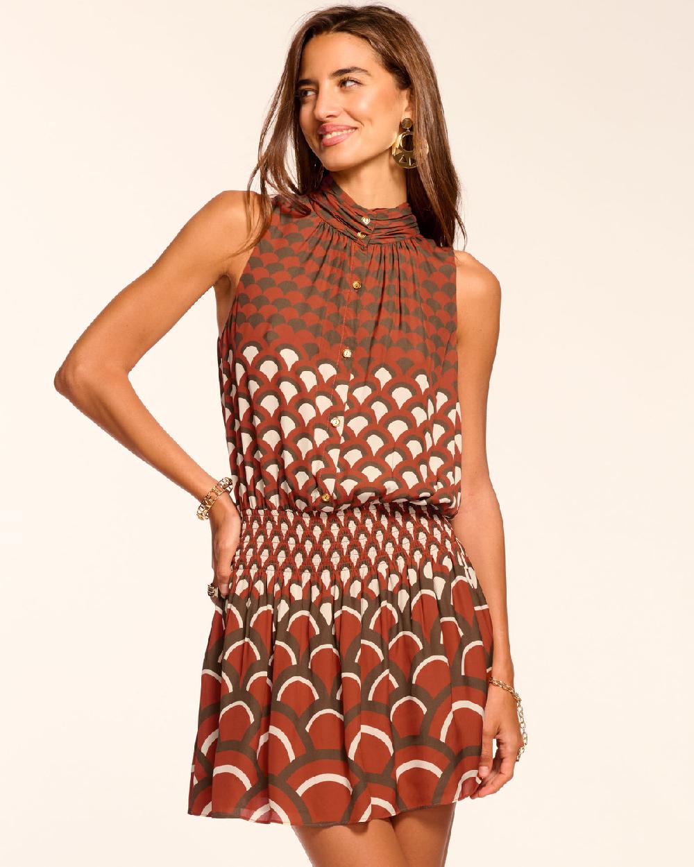 Ramy Brook Mindie Sleeveless Smocked Mini Dress