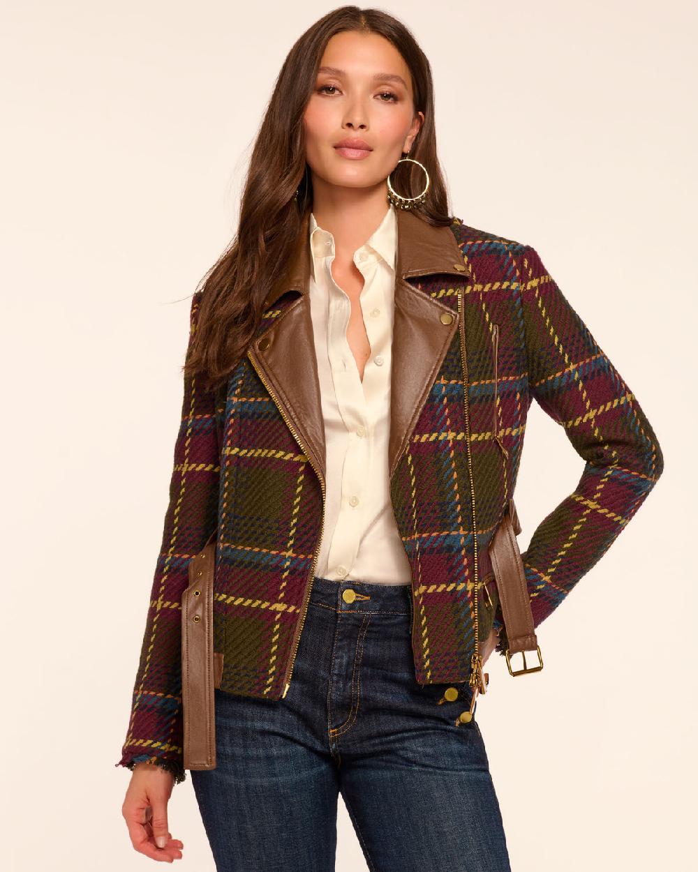 Ramy Brook Mullin Plaid Moto Jacket