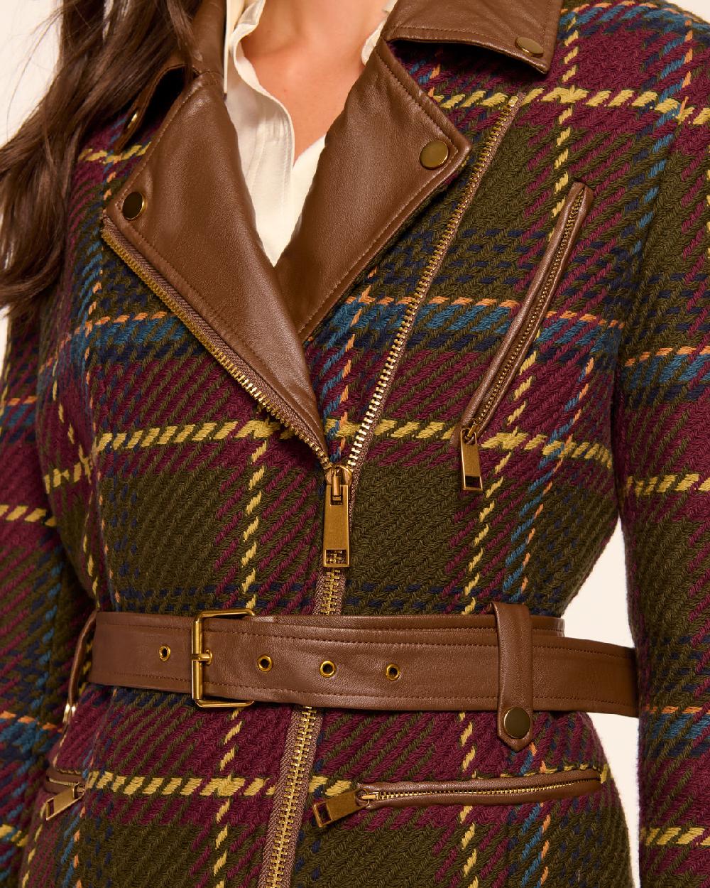 Ramy Brook Mullin Plaid Moto Jacket