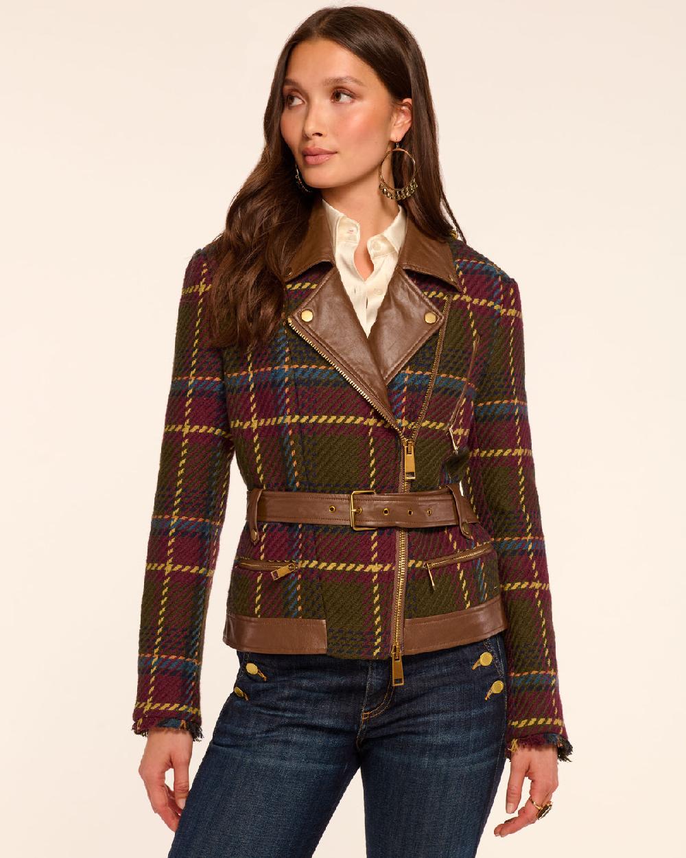 ramy brook Mullin Plaid Moto Jacket