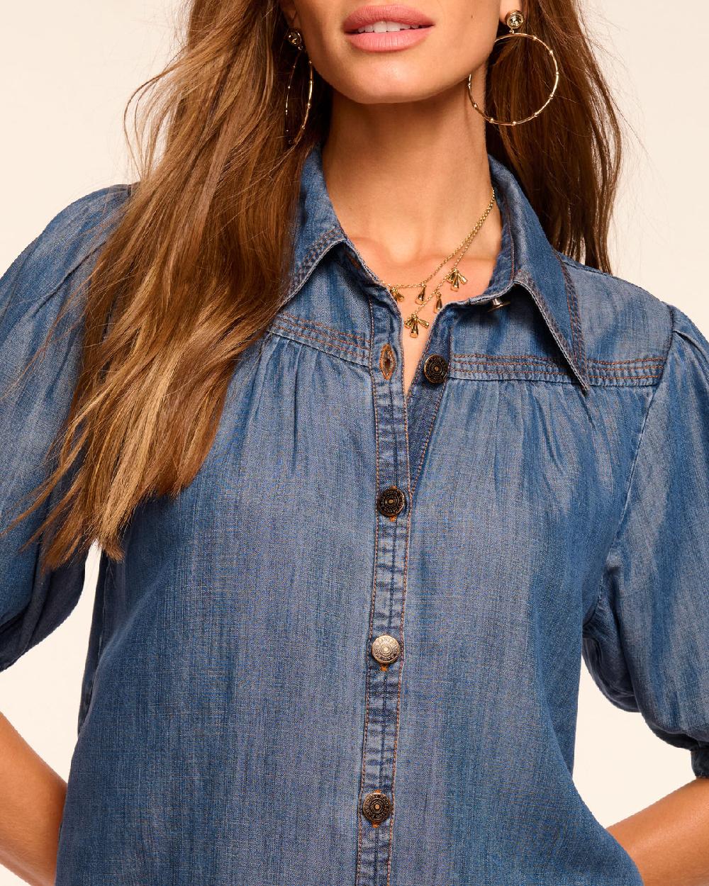 Ramy Brook Noah Chambray Short Sleeve Top