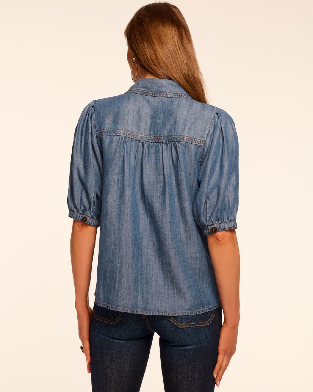 Ramy Brook Noah Chambray Short Sleeve Top
