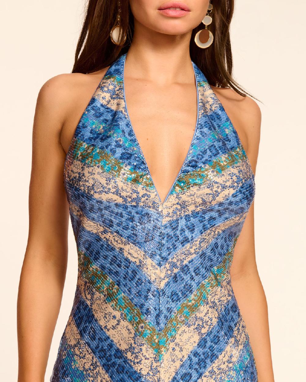 Ramy Brook Olivia Sequin Plunging Halter Top