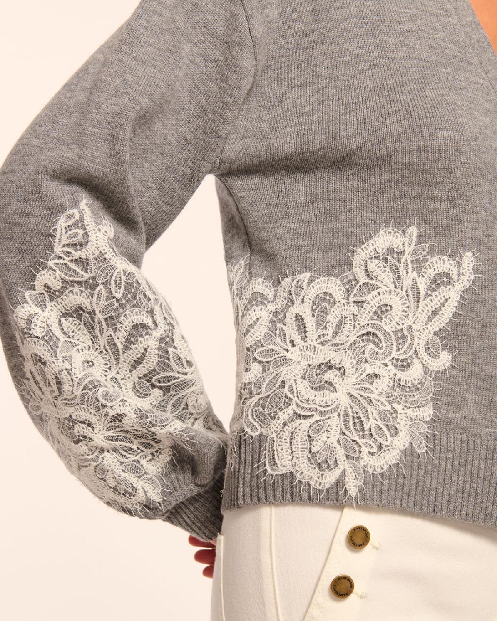 Ramy Brook Perry Wool Embellished Cardigan Sweater