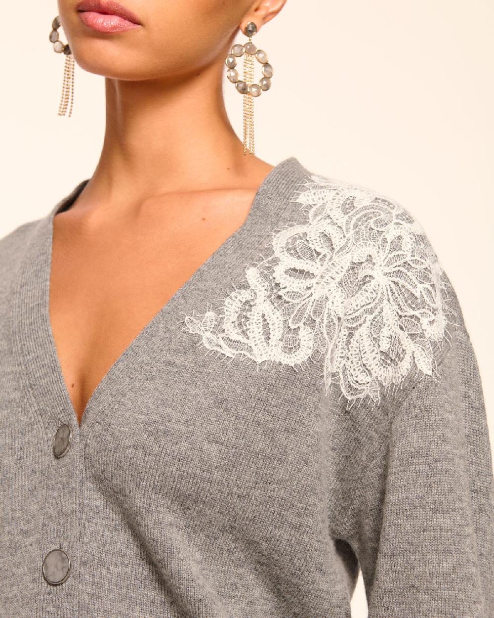 Ramy Brook Perry Wool Embellished Cardigan Sweater