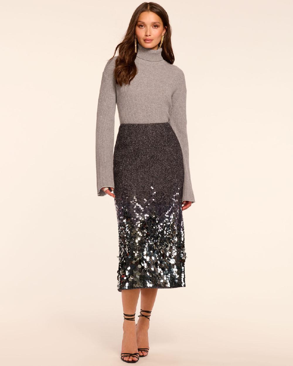 Ramy Brook Peter Wool Blend Embellished Midi Skirt