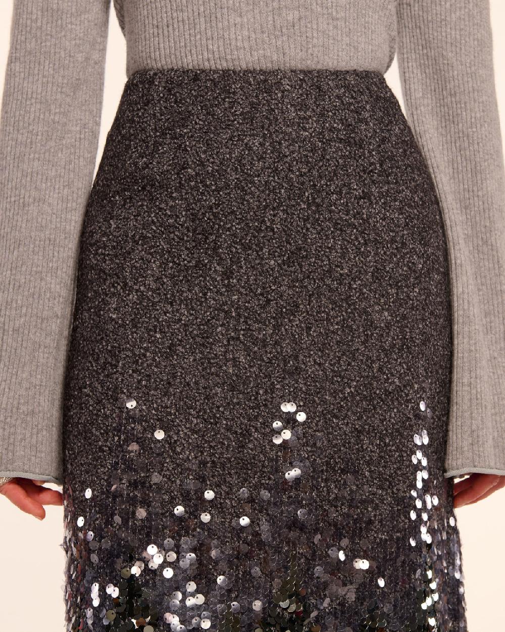 Ramy Brook Peter Wool Blend Embellished Midi Skirt
