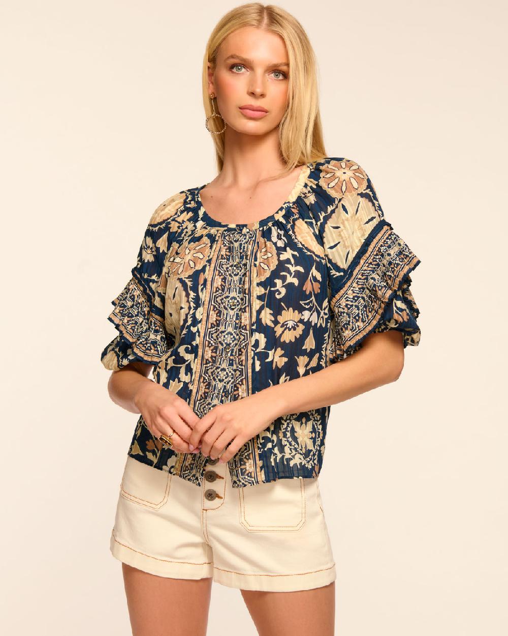 ramy brook Rebeca Cotton Scoop Neck Blouse