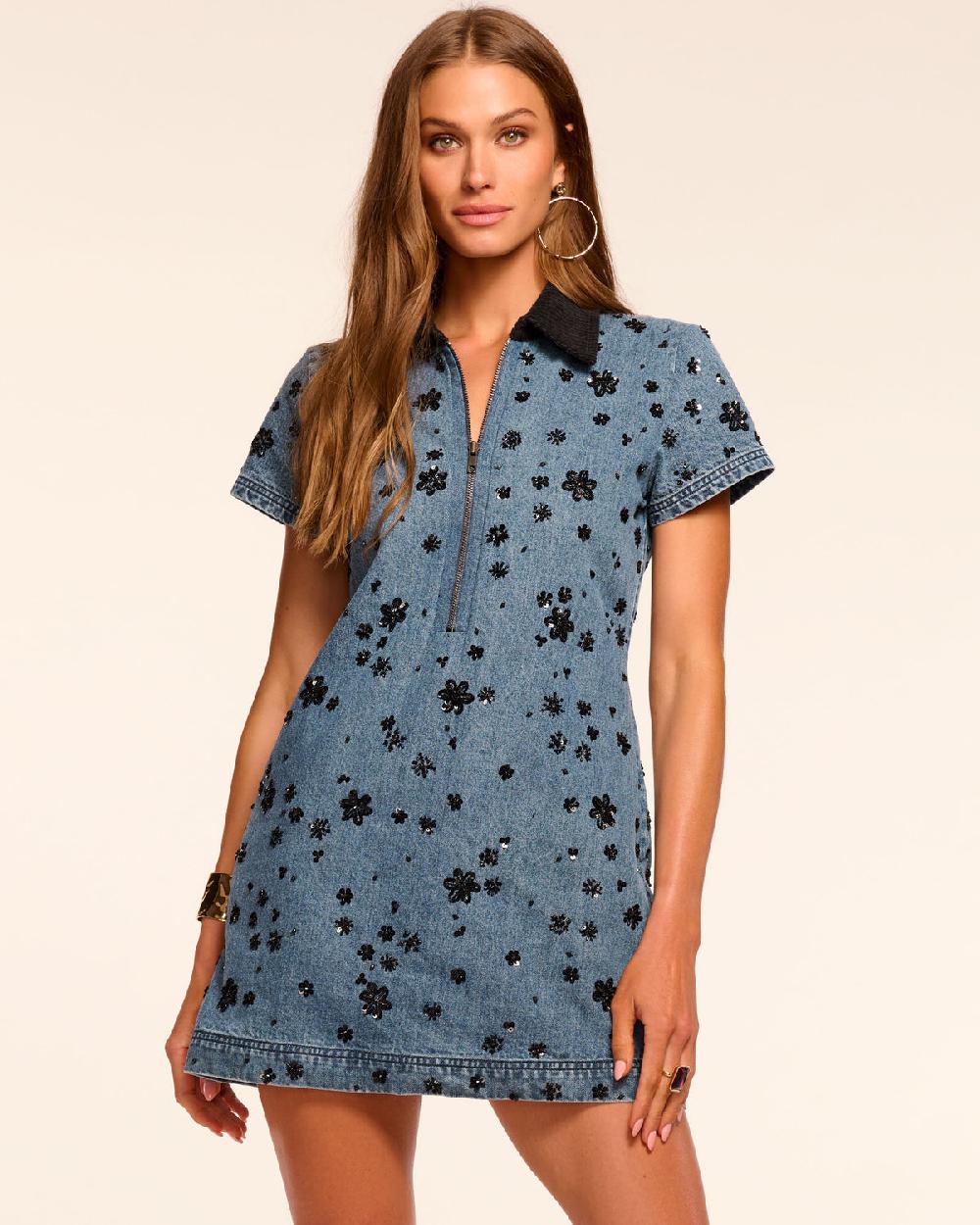 ramy brook Rita Embellished Denim Mini Dress