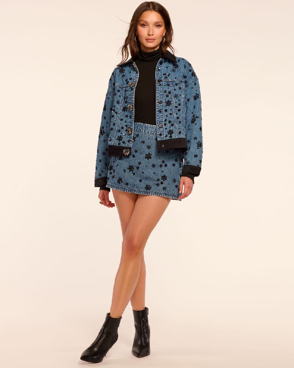 Ramy Brook Sally Embellished Denim Mini Skirt