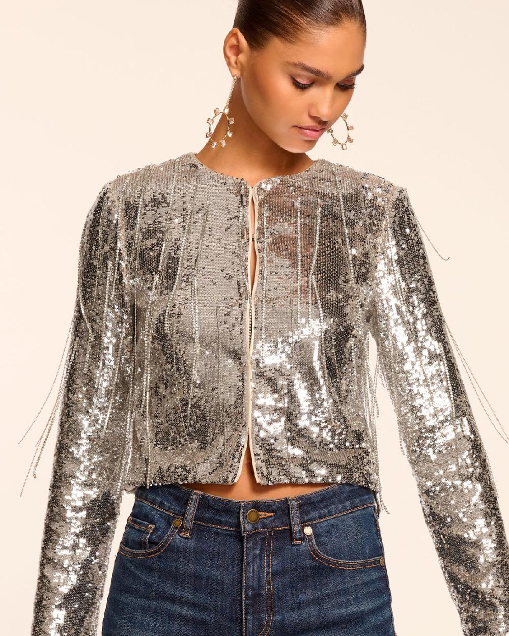 Ramy Brook Sapphire Sequin Fringe Jacket