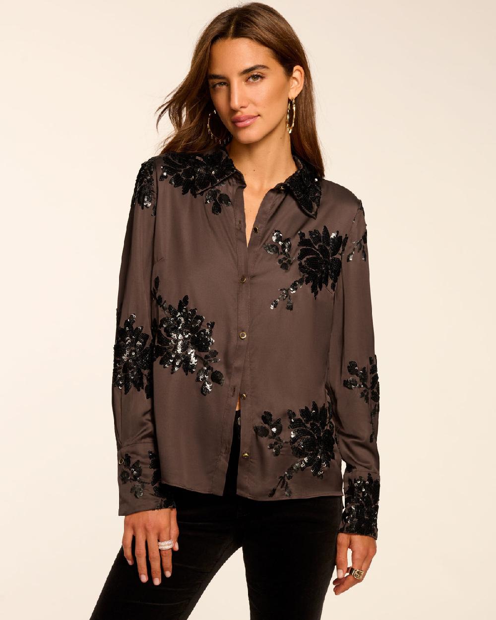 ramy brook Sara Button Down Embellished Shirt