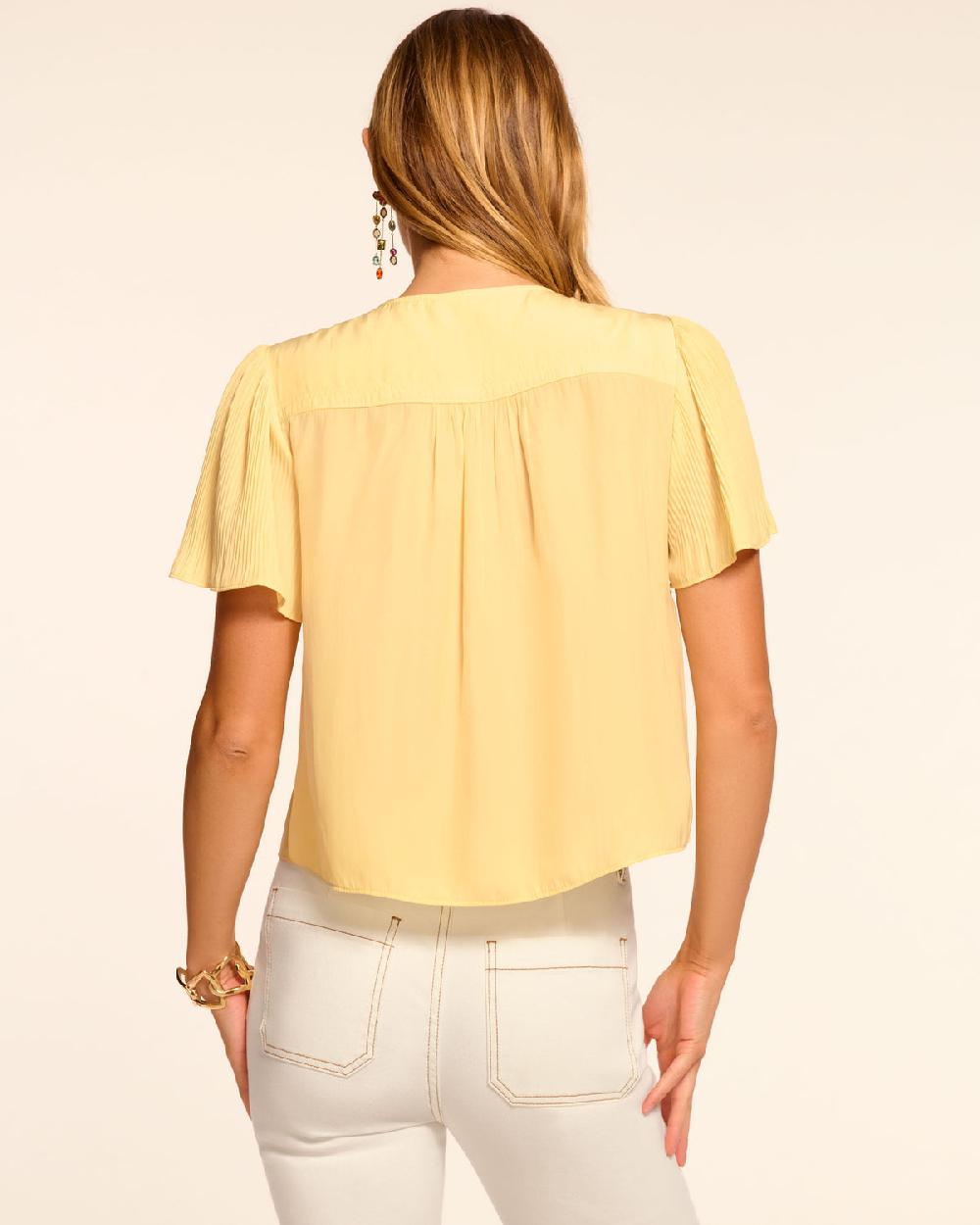 Ramy Brook Selene Tie-Front Short Sleeve Blouse