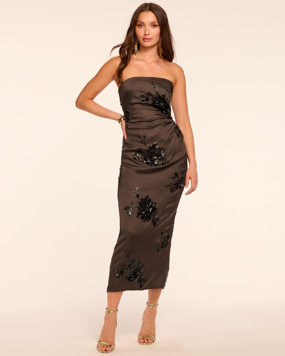 ramy brook Sharon Strapless Embellished Midi Dress