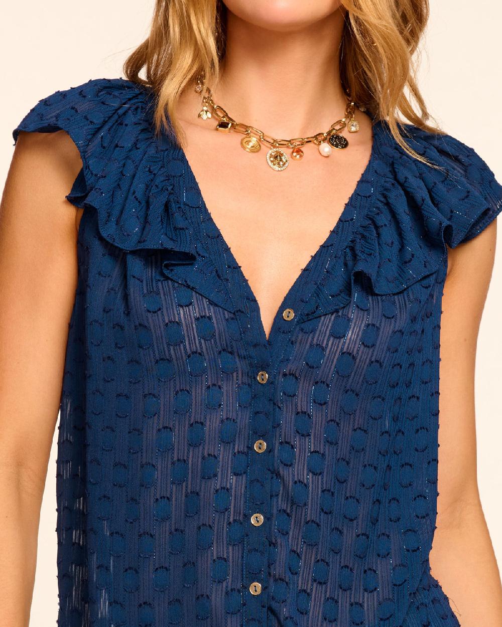 Ramy Brook Silvia Chiffon Flutter Sleeve Blouse