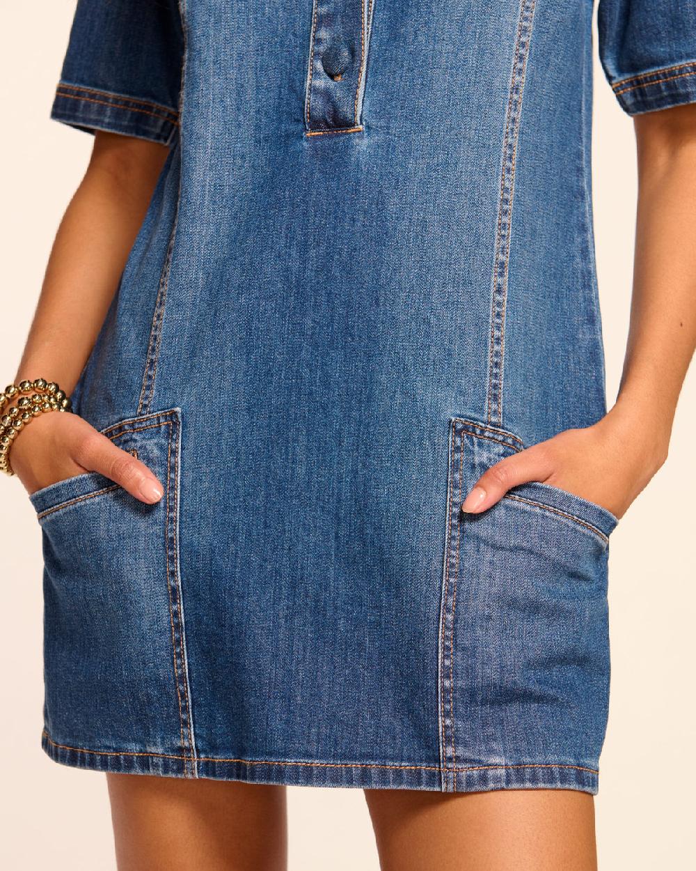 Ramy Brook Skylar Short Sleeve Denim Mini Dress