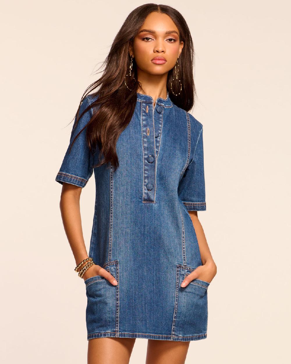 ramy brook Skylar Short Sleeve Denim Mini Dress