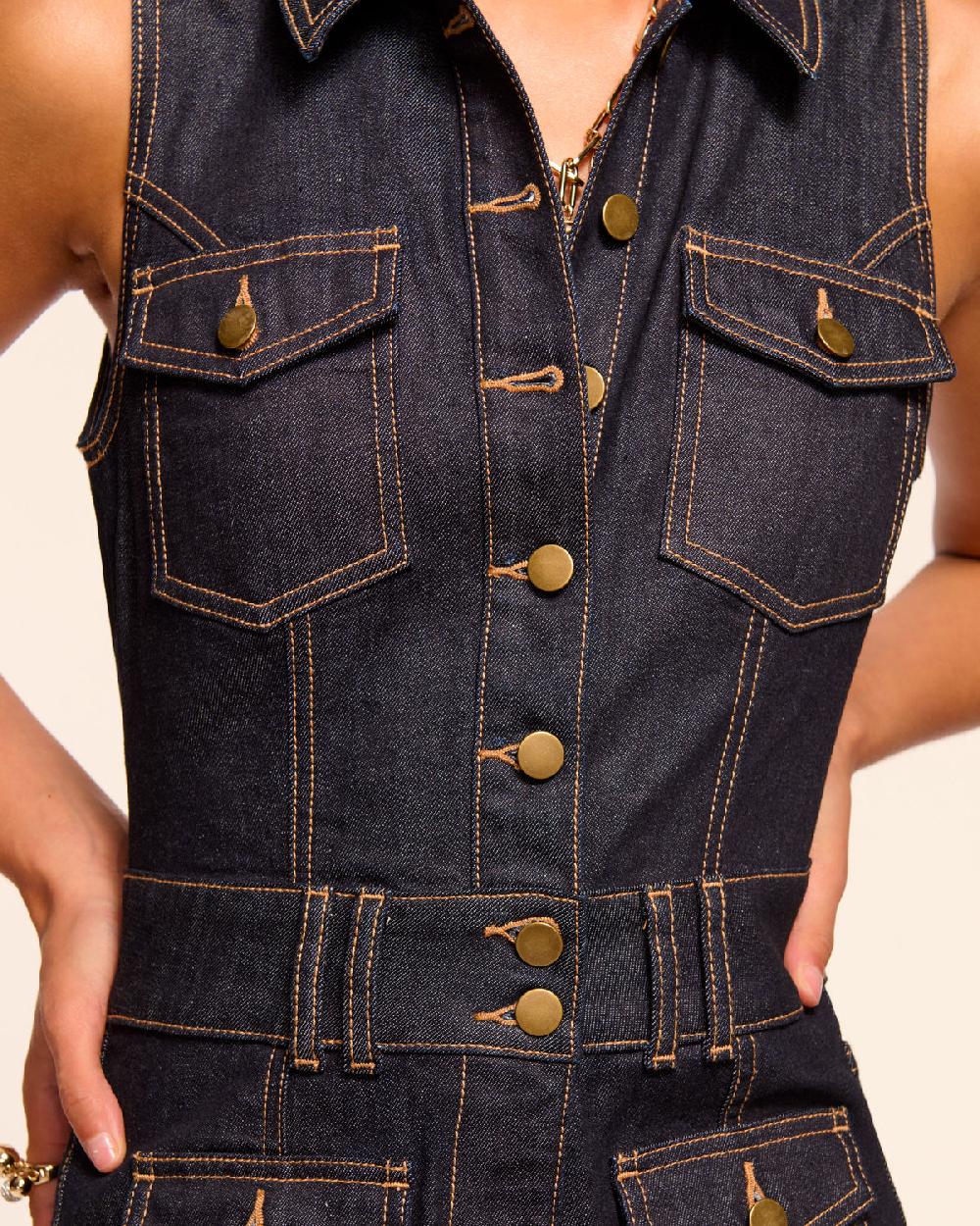 Ramy Brook Stephania Sleeveless Denim Jumpsuit