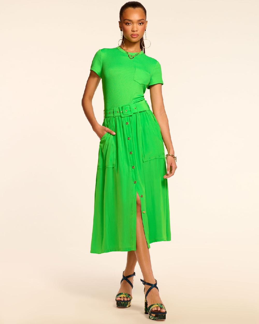 Ramy Brook Sylvie Combo Ribbed Midi Dress